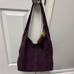 NWOT Quince Deep Purple Suede Shoulder Bag